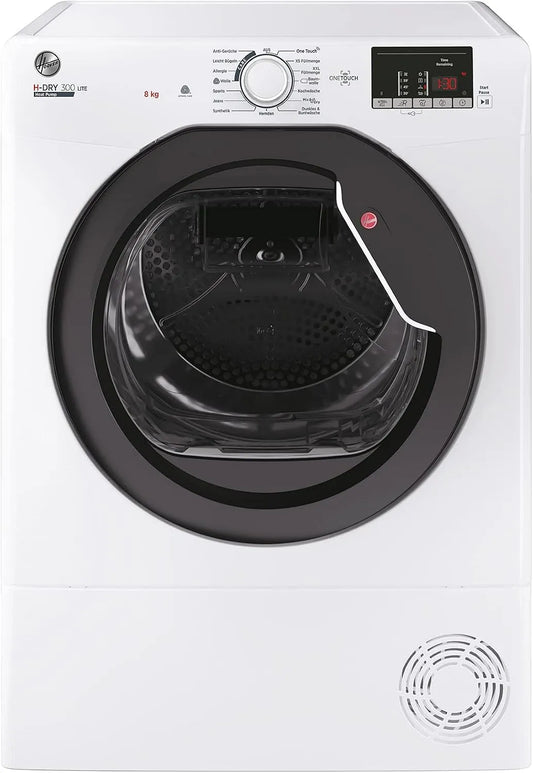 Hoover H8A2DKEX-84 H8A2DKEX, Varmepumpetørretumblere, HLE - 84 Varmepumpetørrer / 8 kg / Smart drift med NFC-teknologi / AquaVision, Hvid, 84 V