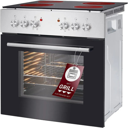 Bomann, Komfursæt, ovn med Ceranfeld, Sort / sølv, 1200 W, 165 mm, 1800 W, 200 mm