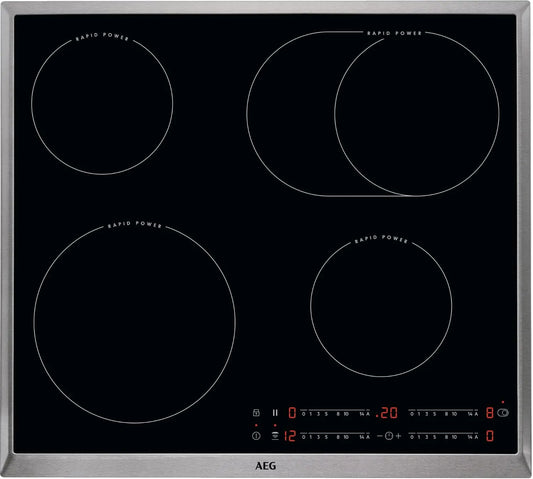 AEG HK654850XB, Kogeplader, Kochfeld Electric / Glaskeramisk / Ceran / 57, 6 cm / Hurtig effekt Cooking Zones /, Sølv, 57, 6 cm, 8 x 57, 6 x 51