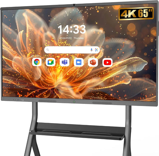 YCKJNB 128GB, Elektroniske whiteboards, 8GB+ 65 'Interactive whiteboard 4K UHD, smartboard med touchscreen mikrofon &, Sort, 8G, 128G, 65 ', 4K