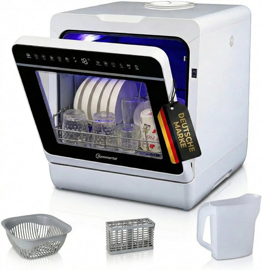 Sommertal, Bordopvaskemaskiner, SP9 Mini opvaskemaskiner, Hvid, 5L, 950 w, 58 dB, 51 × 49 × 53 cm