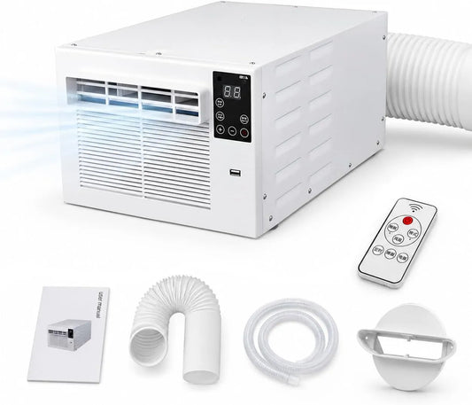 HCAUYNN, Mobile klimaanlæg, Mobile aircondition 750W til 4m2, 45 dB løb, affugtning, ventilation, timer, Hvid, 750W, 45 dB, 280W, 35 DB