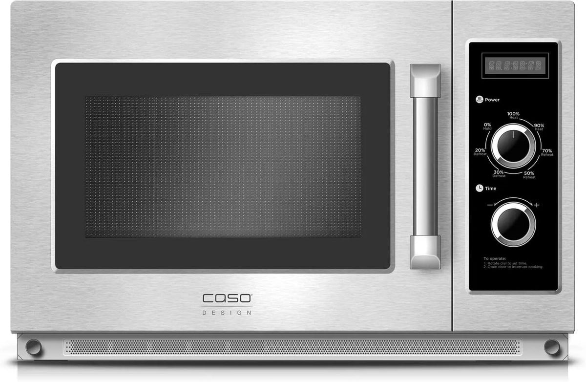 Caso C1800M, Solo-mikrobølgeovne, kommerciel mikrobølgeovn med keramisk gulv, 34 L, 1800 Watt, timer, Sort / sølv, 1800 W, 36x41 cm