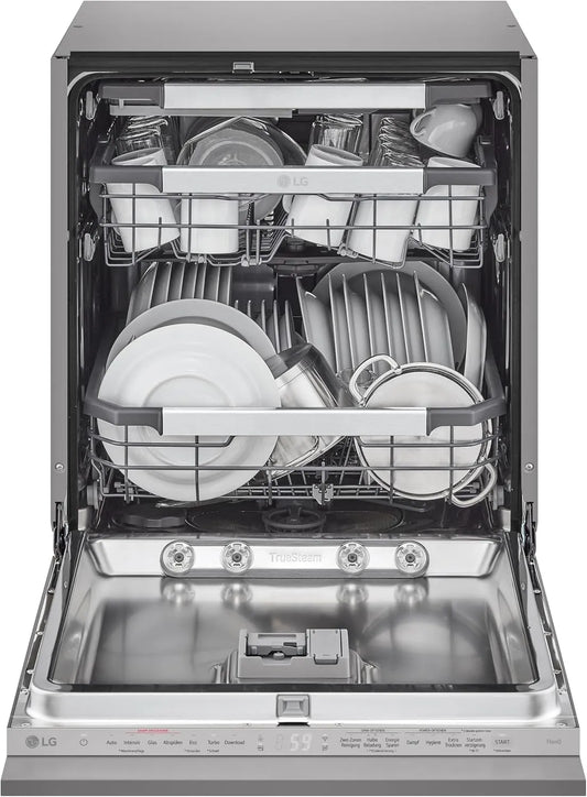 LG DB476TXS, Opvaskemaskiner, 60 cm, opvaskemaskine, 43 dB, energiklasse A, damp, thinQ, sølv