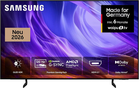 Samsung S83H, Bærbare TV'er, OLED 4K 55 inches (138 cm), UHD TV, OLED HDR, Gaming Pack (NVIDIA G- SYNC & AMD, Sort, OLED, 4K, 55 inch, 138 cm