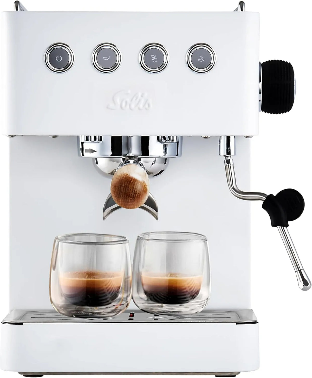 Solis, 1-kop kaffemaskine, Barista Gran Gusto Espresso Machine, rustfrit stål, hvid, Sølv / hvid, 58 MM