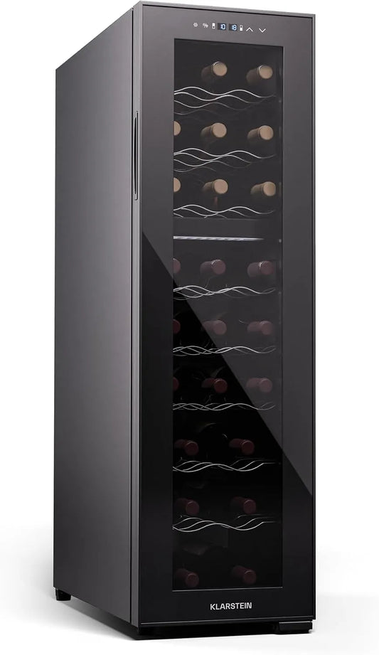 Klarstein, Vin- og champagnekølere, Clearstein Shiraz Vin Køleskab Sort - 24 flasker, 2 zoner, Sort, 24 v, 105.2 cm, 67, 6 cm, 36