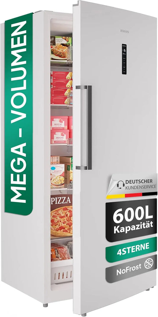 Heinrich´s, Fryseskabe, Heinrich Mesters fryser, 600L XXL Fryser, No- frost beskyttelse, 1x fryser, Hvid, 600L, 39 dB, 359 kW