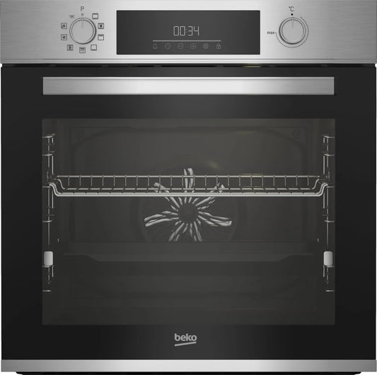 Beko BBIM12300XMPEF, Ovne, Bygnings- i ovn, multifunktionsæsker, 72 l volumen, 10 funktioner, FlexiCrisp til, Sølv / sort, 72 l, 5 x 59, 4 x 56