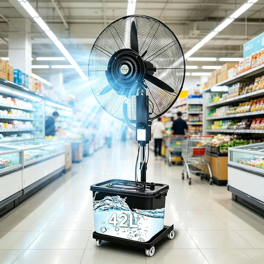 Generic, Stærke-alene fans, Meedlopia 2026 Opgrader Fog Fan Industri med vand tank 42L, Højde Justerbar, Hvid, 42L, 1 v, 70 cm, 80 cm