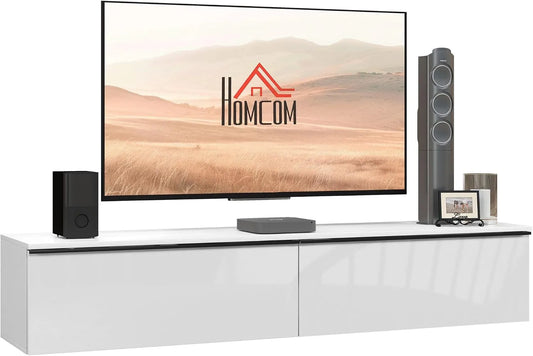 HOMCOM, TV-borde og lowboards, TV hængende kabinet til TV med 70 tommer, 160 x 35 x 30 cm, hvid, 30 kg, 10 kg, 63 '