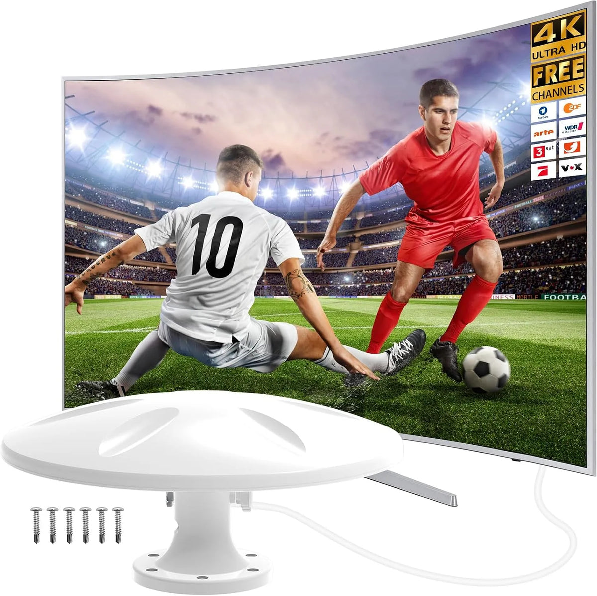 DGUPSP DP-801 DVB-T2, DVB- T og DVB- T2 antenner, DVIP- antenne, roomantenne DVB- T & DVB- T2 antenner med forstærker, lang, Sort, 4K, 20 dB