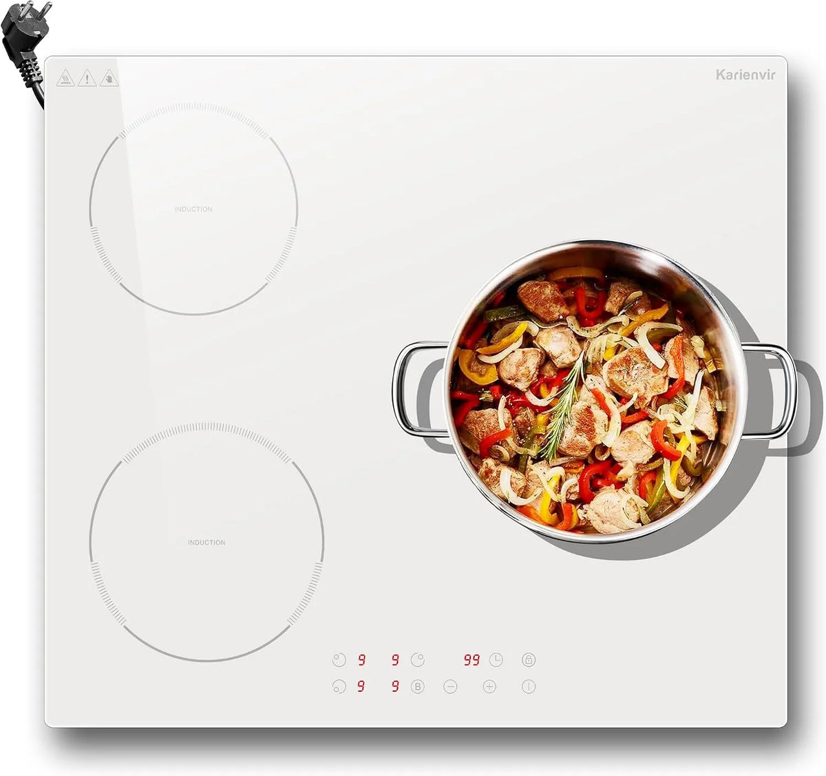 Karienvir, Kogeplader, Induktionsspole 60 cm med stik, spole 3 plader Boost, 3500W, hvid, 60 cm, 2000 W, 590 x 520 x 61 mm