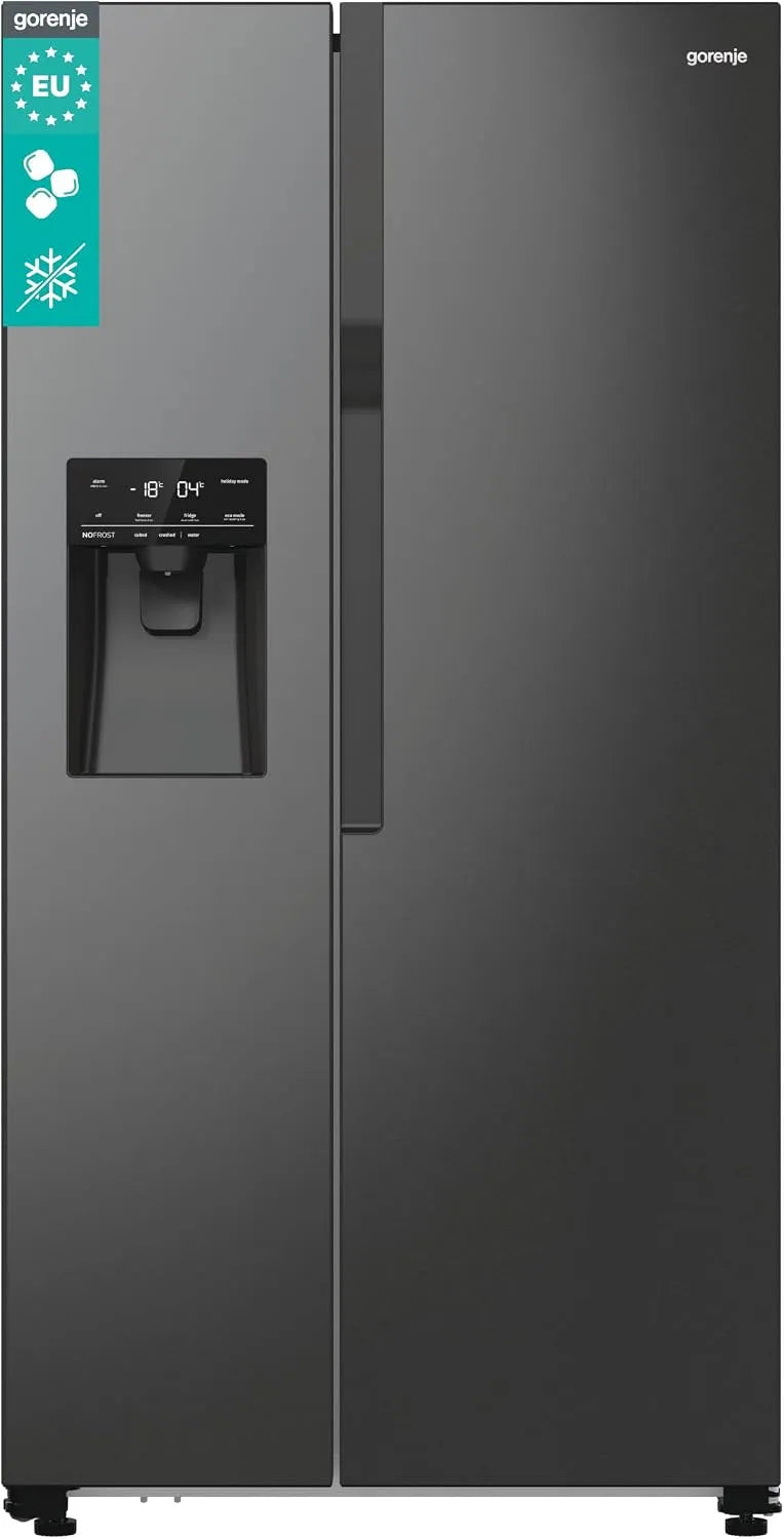 Gorenje NRR9185ESBXL, Køle-/fryseskabe, Side af Side Køleskabe-fryser kombination Sort rustfrit stål, Sort / sølv, 39 dB, 178.6cm, 91.5cm