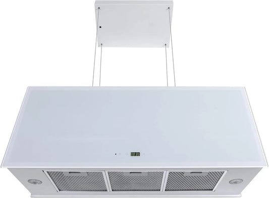 Gurari 1000m3, Frithængende emhætter, ø hætte GCH I 333 90 WH Prime incl. 2x cirkulerende luft sæt, udstødningshætte, Sort / sølv, 90 W, 90cm