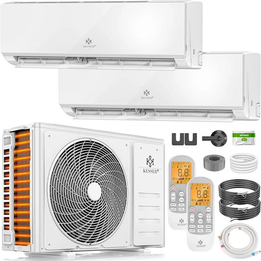 KESSER, Split-klimaanlæg, ® Multisplit Air Conditioning 2 Indendørs enheder, 18000 BTU, Split Air, Hvid, 5000W, 7500W, 27000BTU
