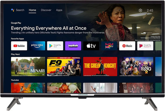 MEDION P13299 1080p, TV'er, (MD 30050) 80 cm (32 inches) Full HD-tv (Android TV, Smart TV, HDR, Netflix, Sort, 80 cm, 32 inch, Full HD