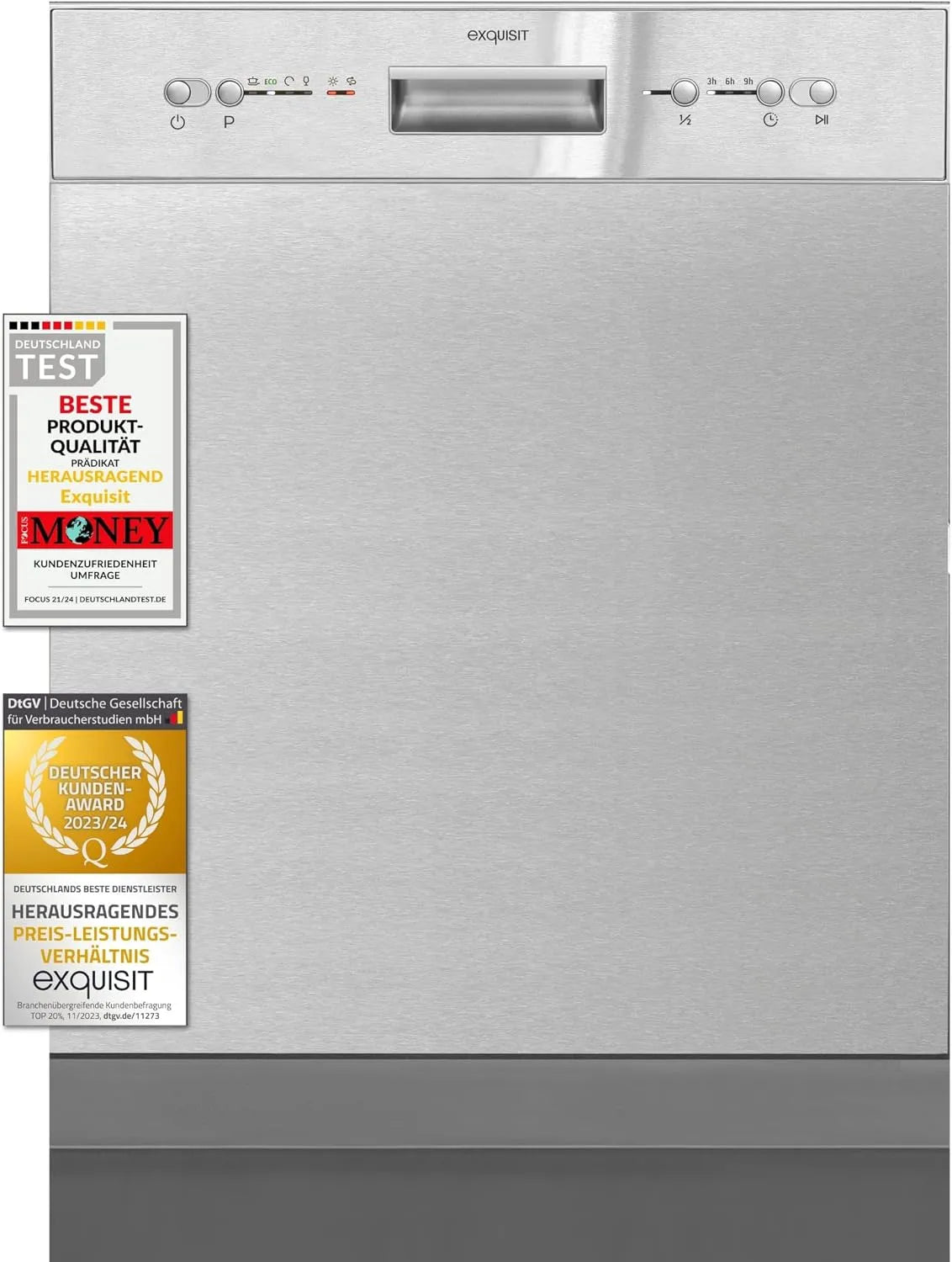 Exquisit EGSP6112-EF-030E EGSP6112, Opvaskemaskiner, 60 cm, Udsøgt opvaskemaskine - EF- 030E Inox - opvaskemaskine 60 cm, Sølv, 4 v