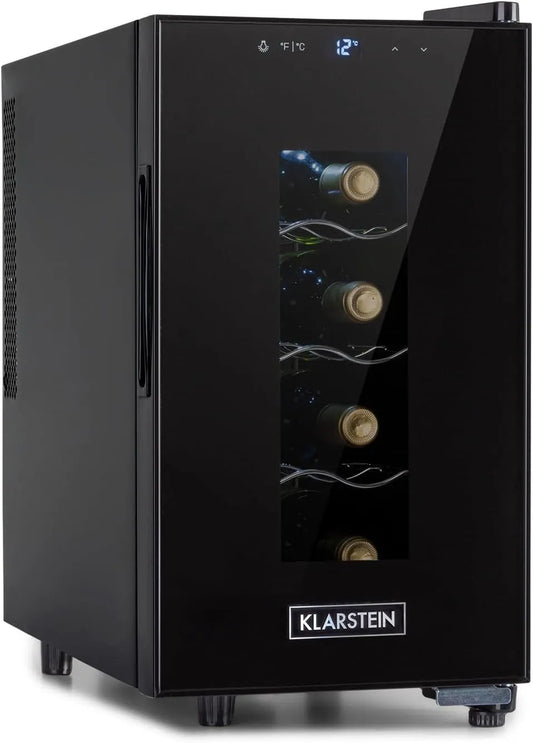 Klarstein, Store husholdningsapparater, Clearstein Vinkøler, Drikkevarekøleskab Small, 1 Område Køleskab med glasdør, Sort, 213 x 325 x 393 mm