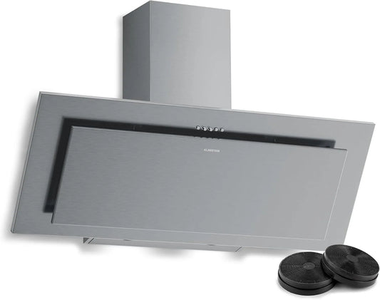 Klarstein, Væghængte emhætter, Clearstone Athena header free hood 90 cm - 254 m3 / h, A + + +, LED belysning, 3, Sølv, 90 cm, 55W, 63 dB