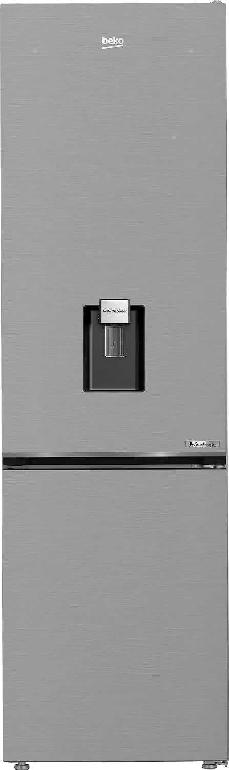 Beko B5RCNA406DHXB1, Køle-/fryseskabe, fryser, 355 l total kapacitet, 203, 5 cm højde, No Frost & AeroFlow, vanddispenser, Sølv, 355 l, 5 cm