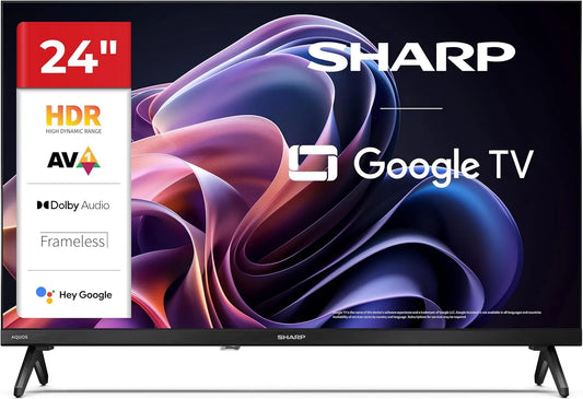 SHARP 24HF2365E, Hjemme biograf systemer, Google TV, 24 ′ ′ ′ HD, Frameless, 60 Hz, Bluetooth, Tone 2x3 W, HDMI x3, USB x2, Sort, 2x3