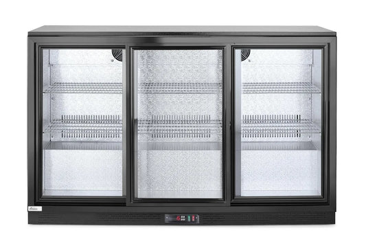 HENDI 230V/160W 1350x520x, Barkøleskabe, 865mm drikkekolleol, 3 skydedøre, med 6 justerbare hylder, temperaturområde: 0 °, Hvid, 865mm, 230V