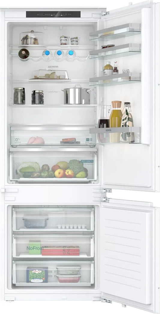 Siemens KB96NVFE0 iQ300, Køle-/fryseskabe, Smart XXL bygget-i køleskab kombination, 194 x 71 cm niche, 285L køling + 98L, Sort, 194 x 71 cm, 285L