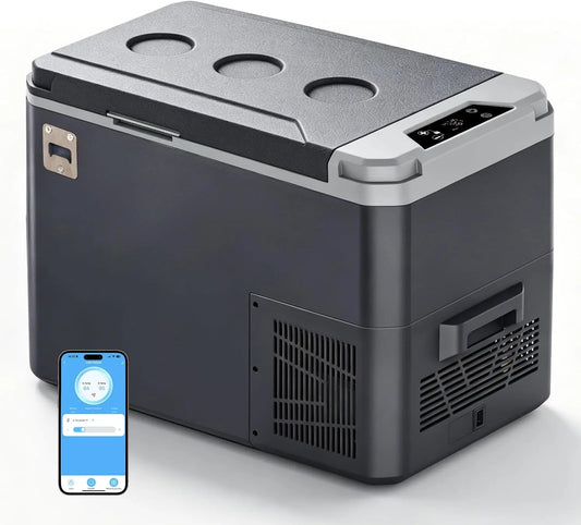 SubSun 100-240V 12/24V, Køleskabe, 12 Volt Køleskab, 26QT Bærbar Fryser Compressor Cooler, 12V Auto Køleskab -17, 8 °, Hvid, 240V, 24V, 12 V