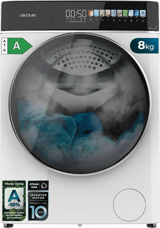 Cecotec, Vaskemaskiner 8 kg forlæsser Bolero Dresscode 8900 Inverter Fullcolor A. 8 kg, Hvid, 8 kg, 1400 rpm, 10.3 ', 52 cm