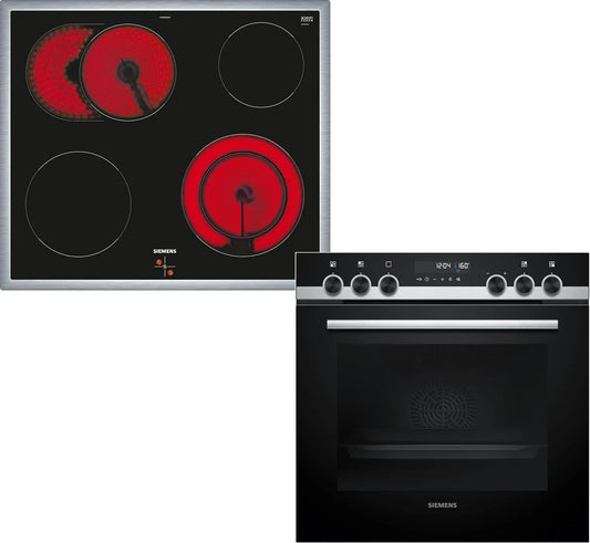 Siemens iQ500 PQ521KB11, Komfursæt, sæt med elektrisk kogeplade 60 x 60 cm, Sort, 60 x 60 cm, 60 cm, 4 g, 3 v