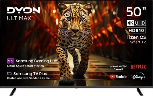 DYON 50U-TI HDR10, Bærbare TV'er, ULTIMAX 50U- TI 50 tommer 4K UHD Smart TV med, Sort, 4K, 3840 x 2160, 60 Hz, 3V