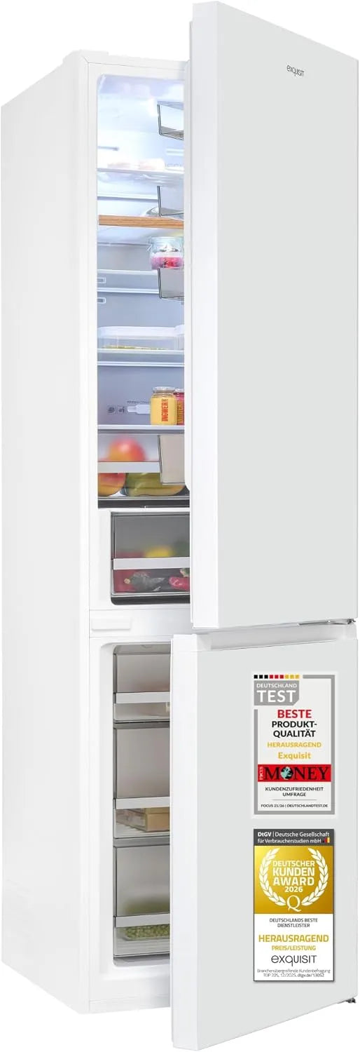 Exquisit, Køle-/fryseskabe, Udsøgte køleskabe -fryser 377 l No Frost, Hvid, 377 l, 107 kW, 264 l, 113 l