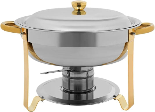 TRDEWR, Varmeplader og madvarmere, 4.5 L rustfrit stål chafing skål buffet til catering parter God varme opbevaring, Sølv, 4.5 L, 33, 3 cm