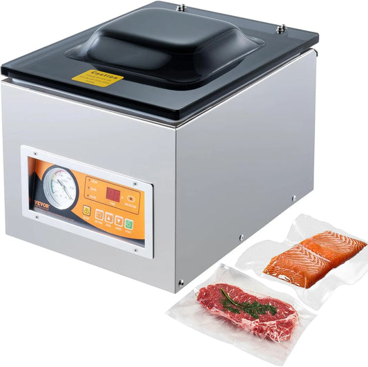 VEVOR, Til driftsspænding over 1000 volt, kammer vakuum 260 W vakuum enhed til våd mad kød marinader osv. kompakt størrelse, Sort, 260 W, 26 cm