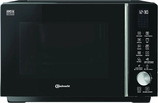Bauknecht, Mikrobølgeovne med grill, MF 258 B mikroovn / Ekstra plads: Combi Uden drejelig / Min Menu / Crisp, Sort / sølv, 25 L, 800 W