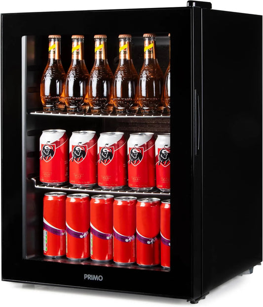 PRIMO PR179BC, Store husholdningsapparater, Drikkevarekøleskab Minibar Mini Køleskab Glasindgang Fritstående 60L D Sort, 60L