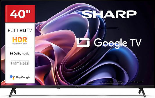 SHARP 40HF2265E HDR10, Bærbare TV'er, 40 tommer Fuld HD Google TV, 60Hz, Bluetooth, WLAN, 3X HDMI, 2X USB, Sort, 892x555x213mm, FULL HD