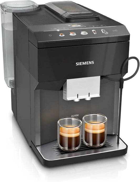 Siemens EQ500 TP511E19, Fuldautomatiske kaffemaskiner, kaffemaskine klassiske, farvet TFT skærm, 5 kaffe og mælk drikke, dobbelt, Sort