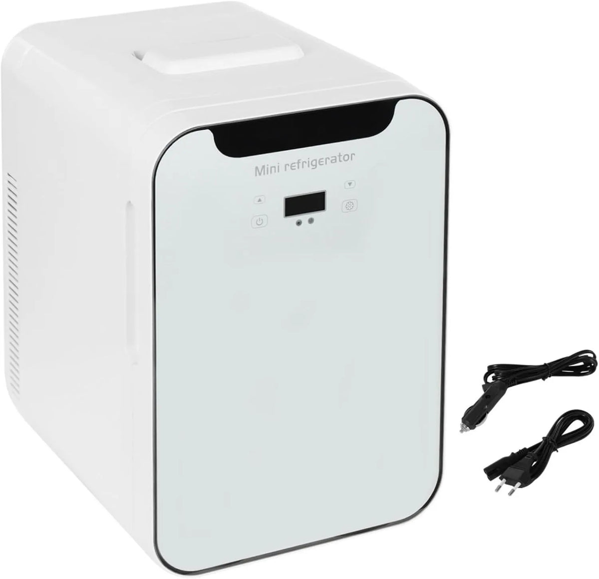 DAOHHFO, Minikøleskabe, 20L Multifunktionel, Mini Køleskab med temperaturstyring & LED digitalt skærm, Hvid, 20L, 50db, 240V, 12V