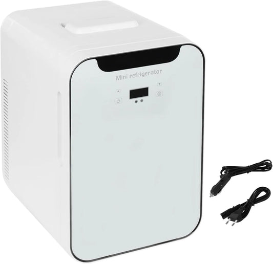 DAOHHFO, Minikøleskabe, 20L Multifunktionel, Mini Køleskab med temperaturstyring & LED digitalt skærm, Hvid, 20L, 50db, 240V, 12V
