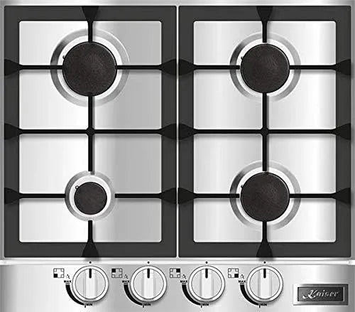 Kaiser, Kogeplader, KG 6357 Gas Kochfeld 60cm rustfrit stål, selvforsynende, Gas Kochfeld, Gas, Sølv, 6357 G, 60cm, 3, 8 kW, 4 g