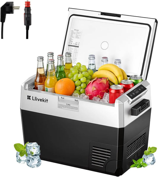 LLIVEKIT 12/24V, Køleskabe, 40L Kompressorkøleboks, 20 ~ 20 ° C, transportabelt køleskab, 12 / 24V DC, Hvid, 24V, 40L, 34 cm, 1, 5 L