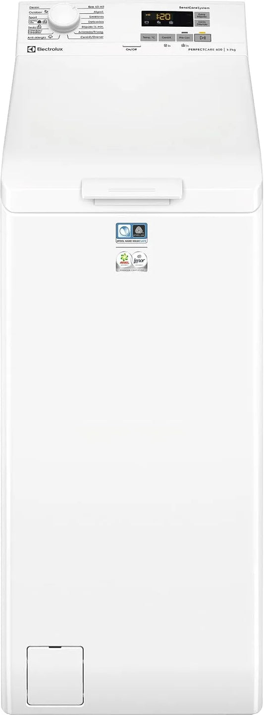 Electrolux, Vaskemaskiner, Vaskemaskine med top loader, 7, 0 kg, 550, 00 €, Hvid