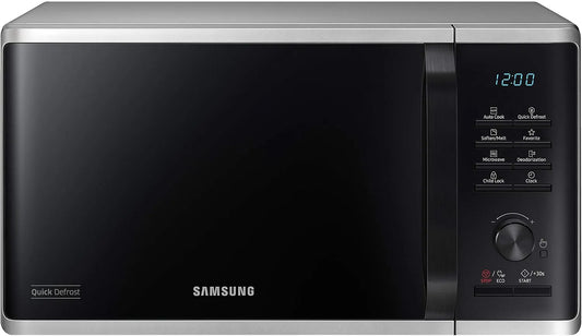 Samsung MS2AK3515AS/EG MS2AK3515AS, Solo-mikrobølgeovne, / EG Mikrobølgeovn, 800 W, 23 l madlavning, 48, 9 cm bred, ridsefast keramisk, Sølv