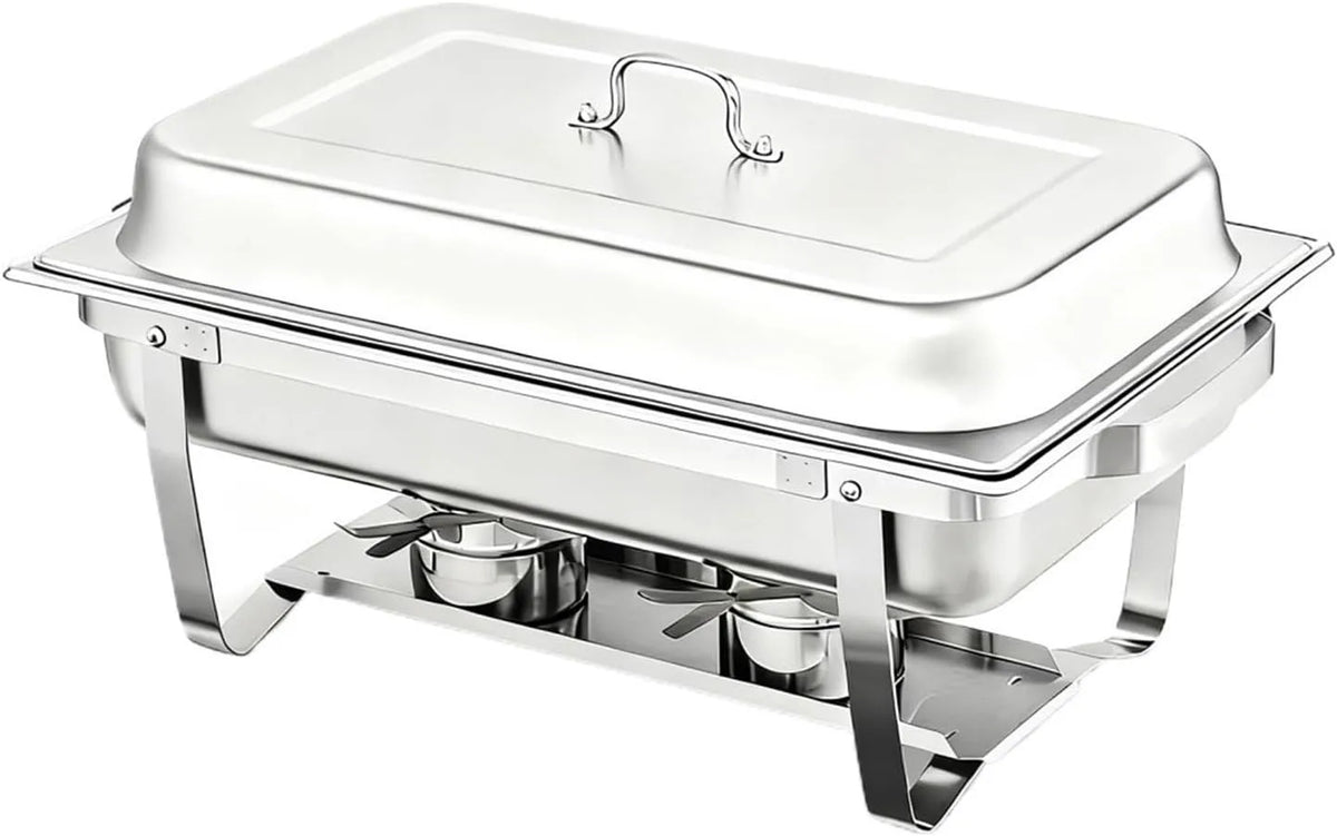 TRDEWR, Varmeplader og madvarmere, Chafing Dish Buffet sæt, rustfrit stål chafer med rektangelvarme Server Dækker, Sølv, 62 inch, 25, 5 inch