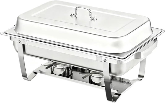 TRDEWR, Varmeplader og madvarmere, Chafing Dish Buffet sæt, rustfrit stål chafer med rektangelvarme Server Dækker, Sølv, 62 inch, 25, 5 inch