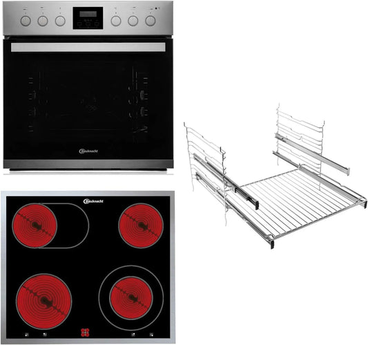 Bauknecht, Komfursæt, HEKO 466 Hydro stove- Cook field kombination / glas keramik kok felt (60 cm) /, Sort, 60 cm, 65 l