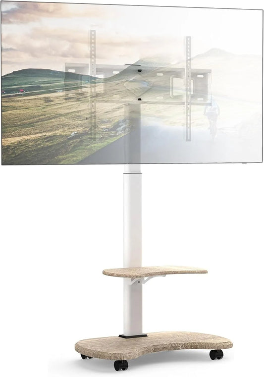 XTRARM, Stativfødder, Stellar TV Stand Rolling bar med træhylde - Højdejusterbar Drejeligt TV Rolling, Sort, 45 kg, 600x400, 178 cm, 75x75