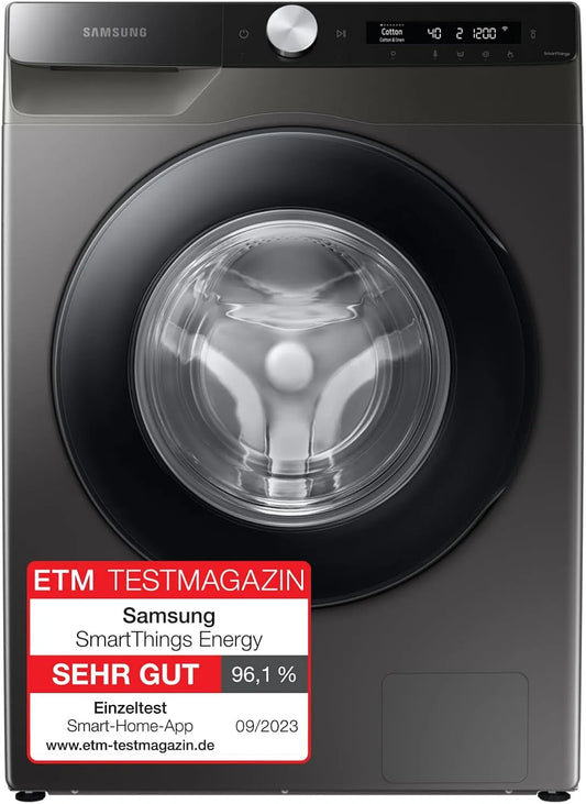 Samsung WW80T534AAXAS2, Vaskemaskiner, vaskemaskine, 8 kg, 1400 rpm, Økoboble, Automatisk vask og blødgøringsmiddel, Sølv / sort